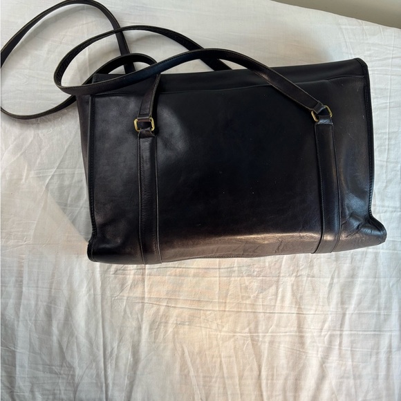 Coach Vtg NYC Shoulder Black Leather Brief - Envelope Portfolio Flannel - Picture 13 of 15
